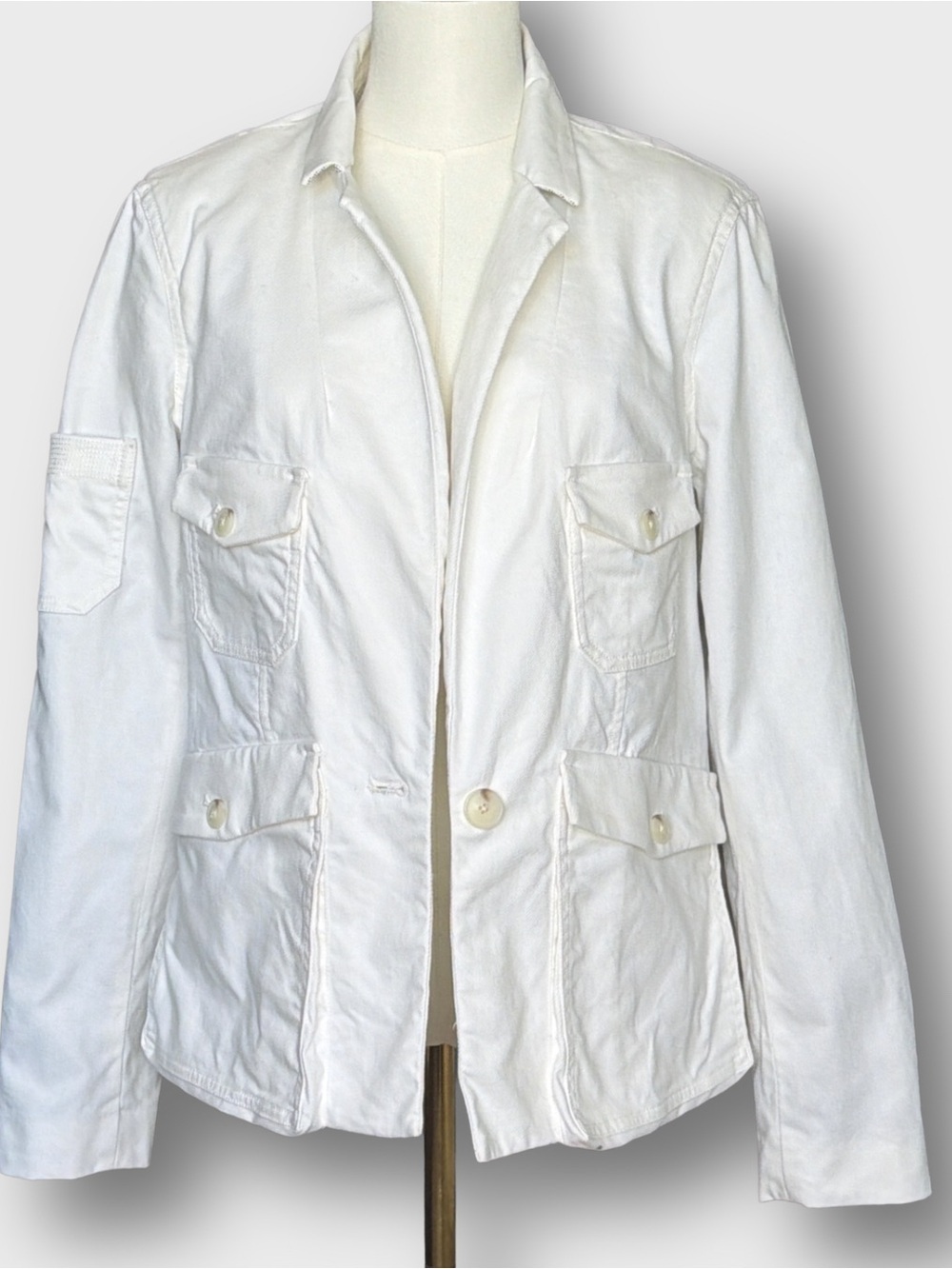 Anthropologie Neve Utility Blazer Jacket White Safari size 10